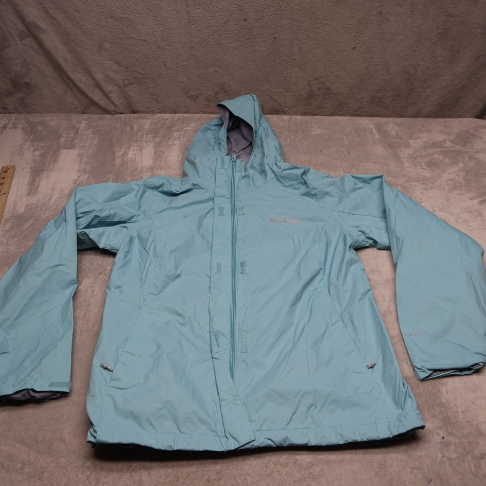 Columbia Jacket Womens Medium Blue Timber Pointe II Waterproof Hooded Wind Rain